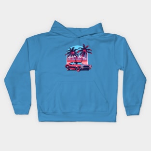 Muscle car. Miami beach Kids Hoodie